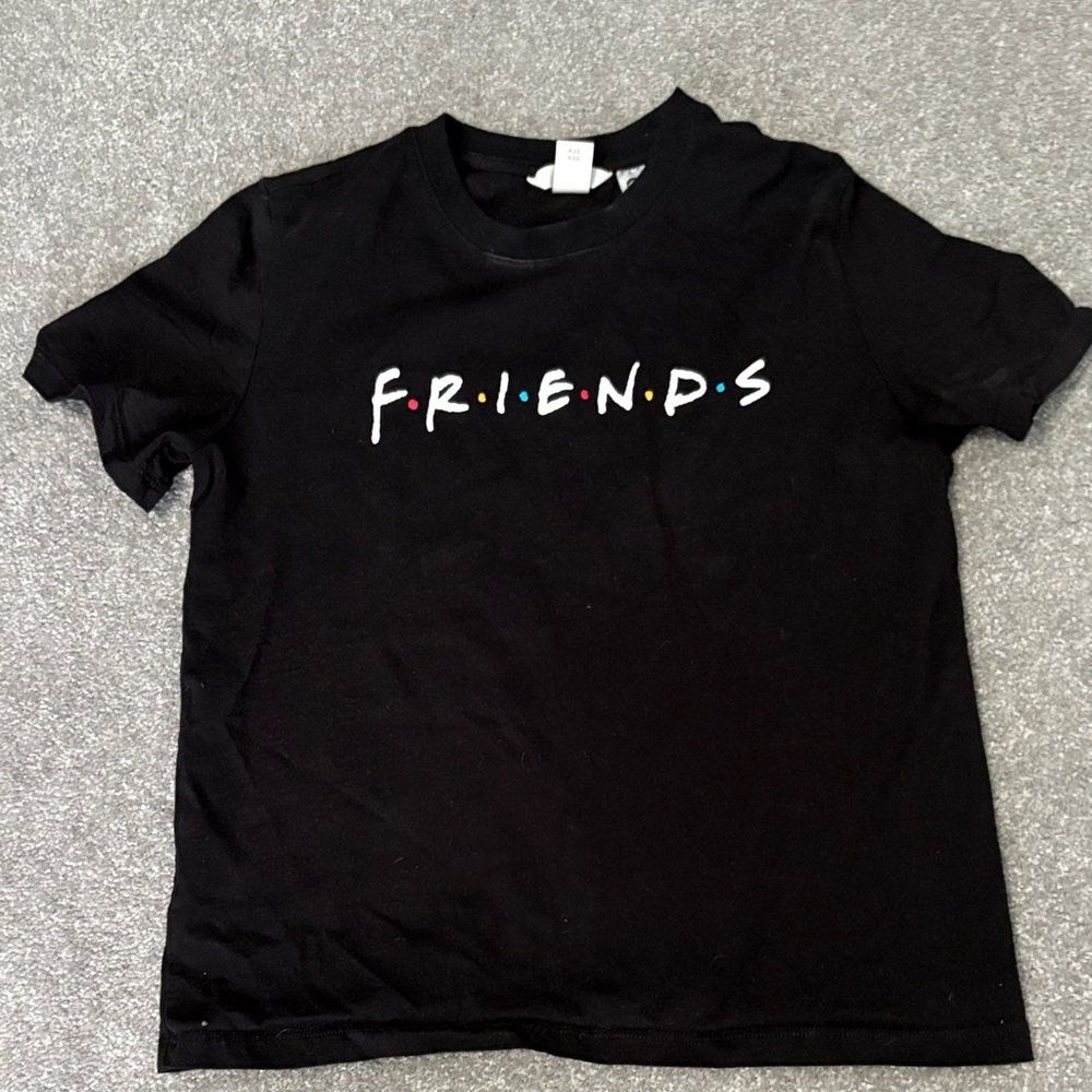 Black Womens T-Shirt with Friends Logo